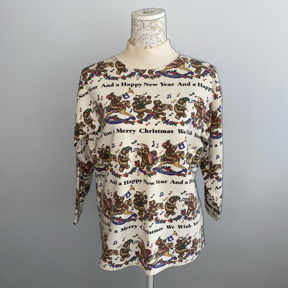 Nutcracker Printed Bear Holiday Turtle Neck - image 1
